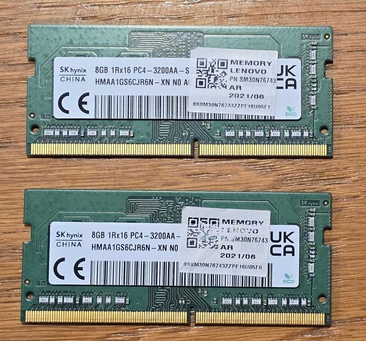 pamięć ram ddr4 SK Hynix HMAA1GS6CJR6N-XN 2x8GB 3200Mhz używana