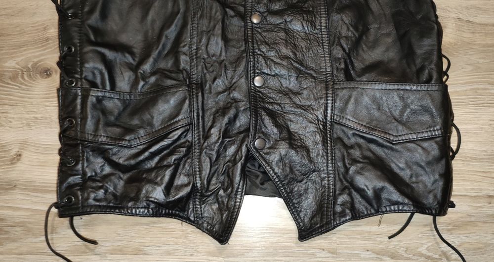 Kamizelka skórzana męska wiązana XXL