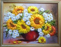 Картини з вишивкою стрічками "Соняшники"