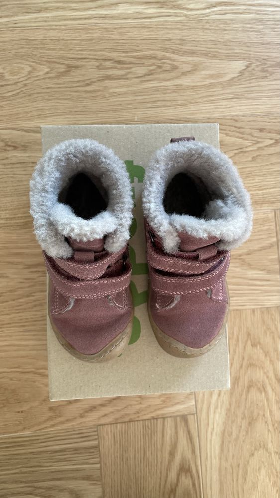 Froddo sniegowce buty zimowe 23 Minni suede velcro pink wełniane alpak