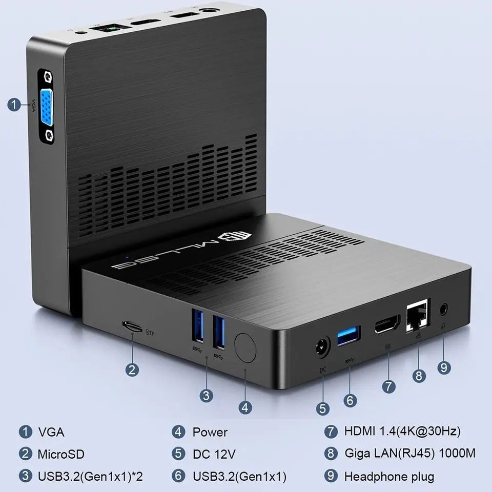 Міні ПК MLLSE Mini PC M2 Air Intel N4000
Windows 11 6GB RAM 128GB ROM