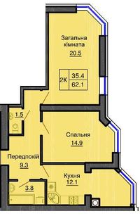 2к квартира  62 м2 жк Софія Клубний від Мартинова є розстрочка