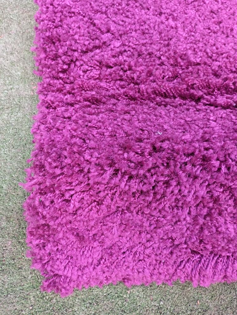 Duży puszysty dywan fioletowy shaggy 185 x 135cm