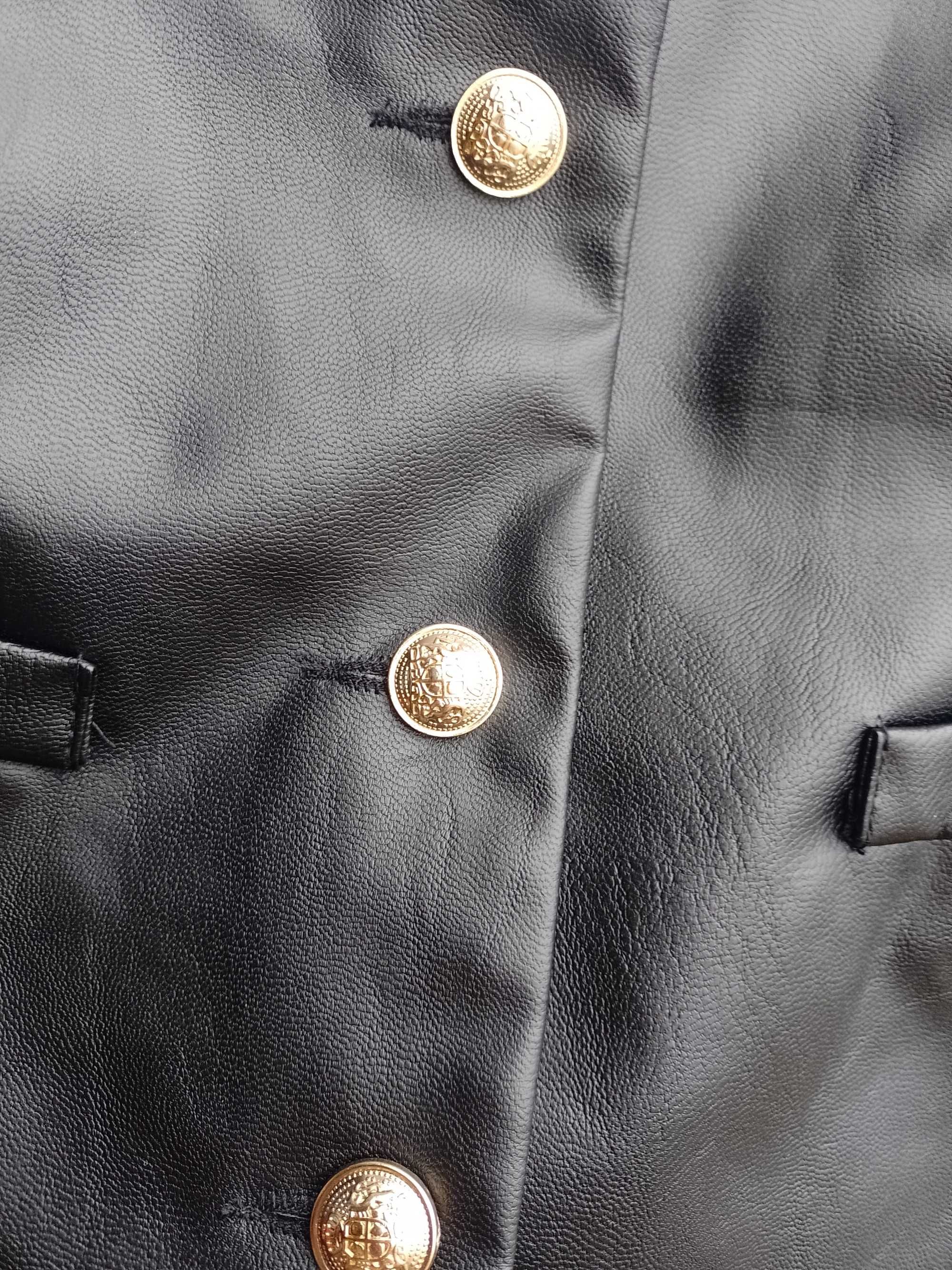 (42/XL) Shein/ Czarna, skóropodobna Kamizelka Garniturowa, NOWA