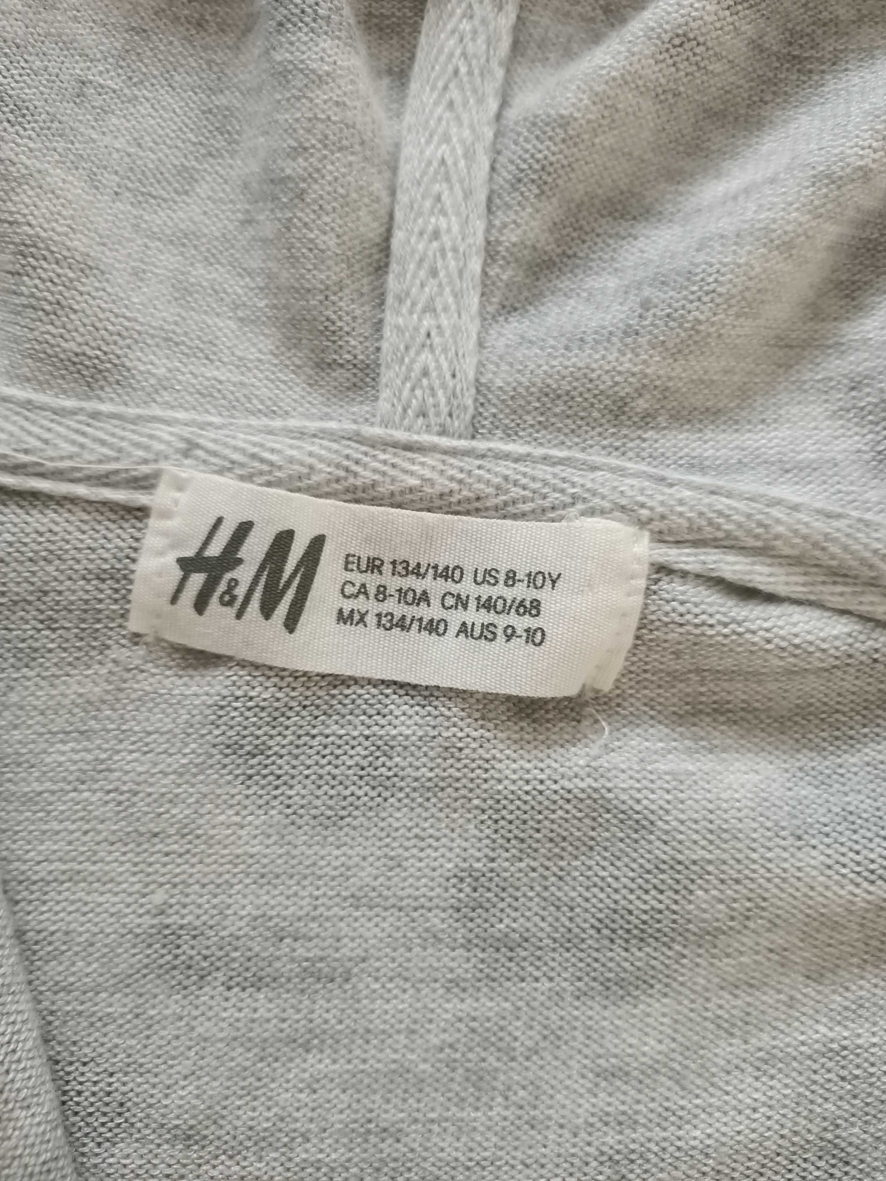 Kardigan dziecięcy sweterek z kapturem H&M 134/140 8-10 lat szary