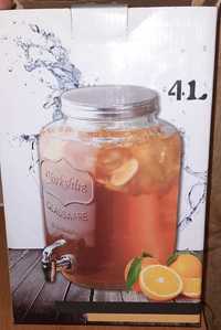 Диспенсер для лимонаду, лимонадник скляний з краником об'ємом 4 л