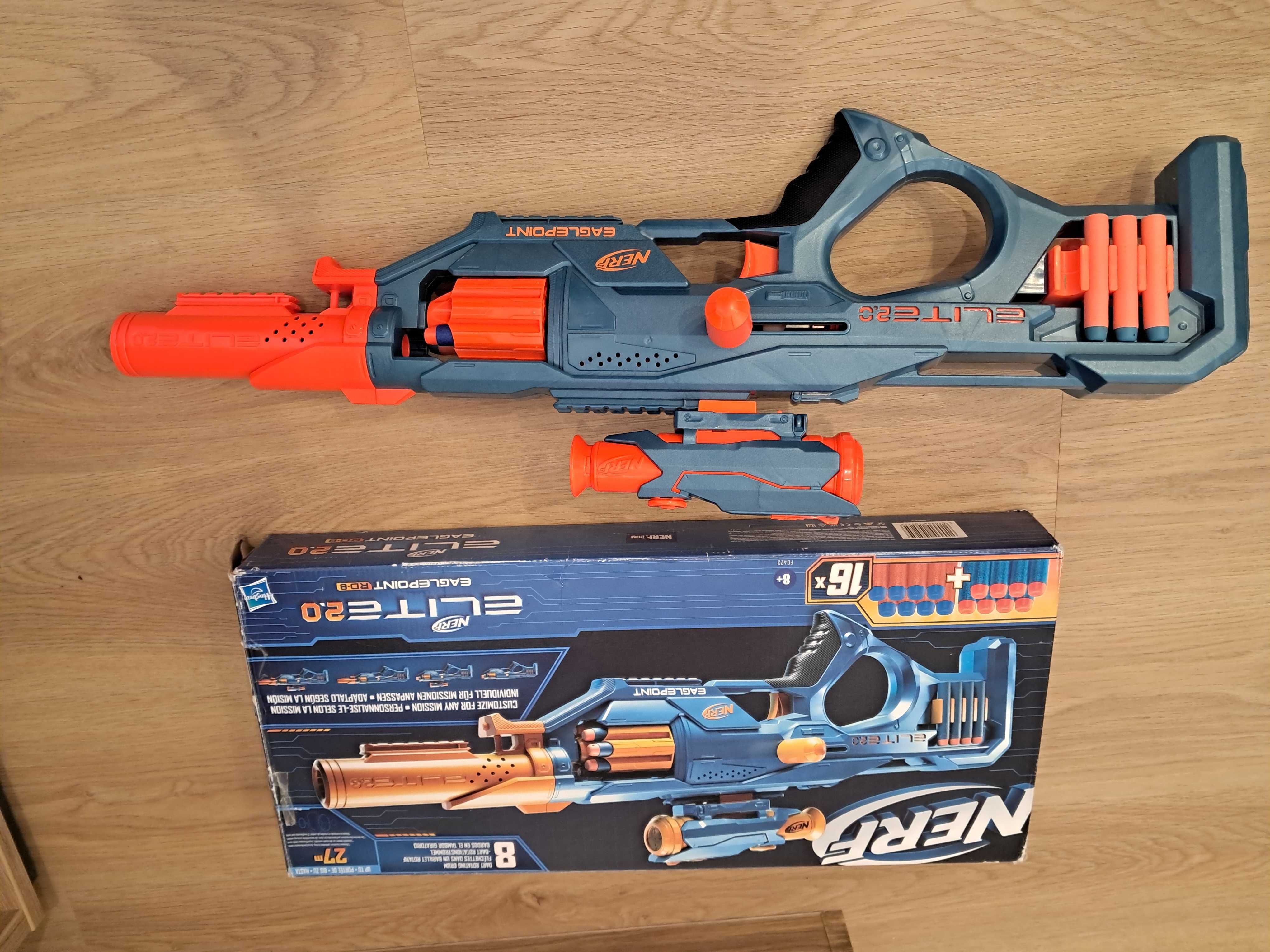 Zestaw NERF karbin, wyrzutnia, pistolet, tarcza