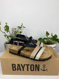 beżowe czarne brązowe buty sandały bayton spencer r. 37