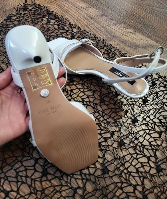 Nowe buty ślubne 36 białe sandałki obas szpilki Nine West paski niskie