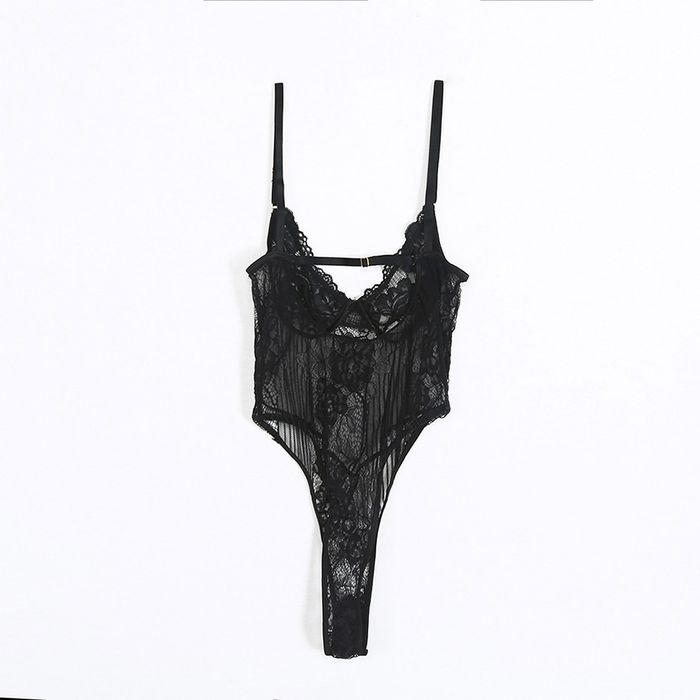 Sexowne Przeźroczyste i Zmysłowe Koronkowe Damskie Body - XL