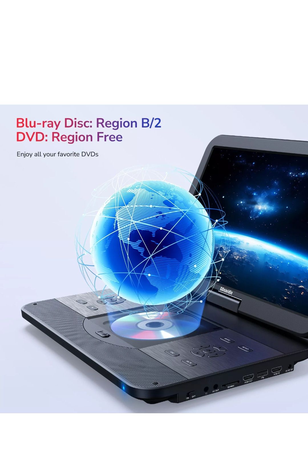 Портативний Blu-ray DVD-програвач 15 дюйма 39см.