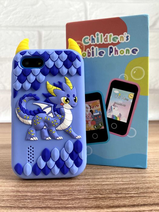 Дитячий телефон (смартфон) | Фіолетовий дракон + Карта памʼяті 32 Gb