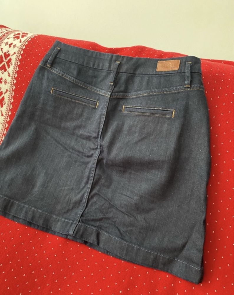 Piękna rozkloszowana jeansowa spódnica Esprit r. 38 ciemny jeans