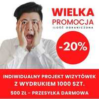 PROMOCJA Wizytówki - projekt + wydruk 1000 szt.