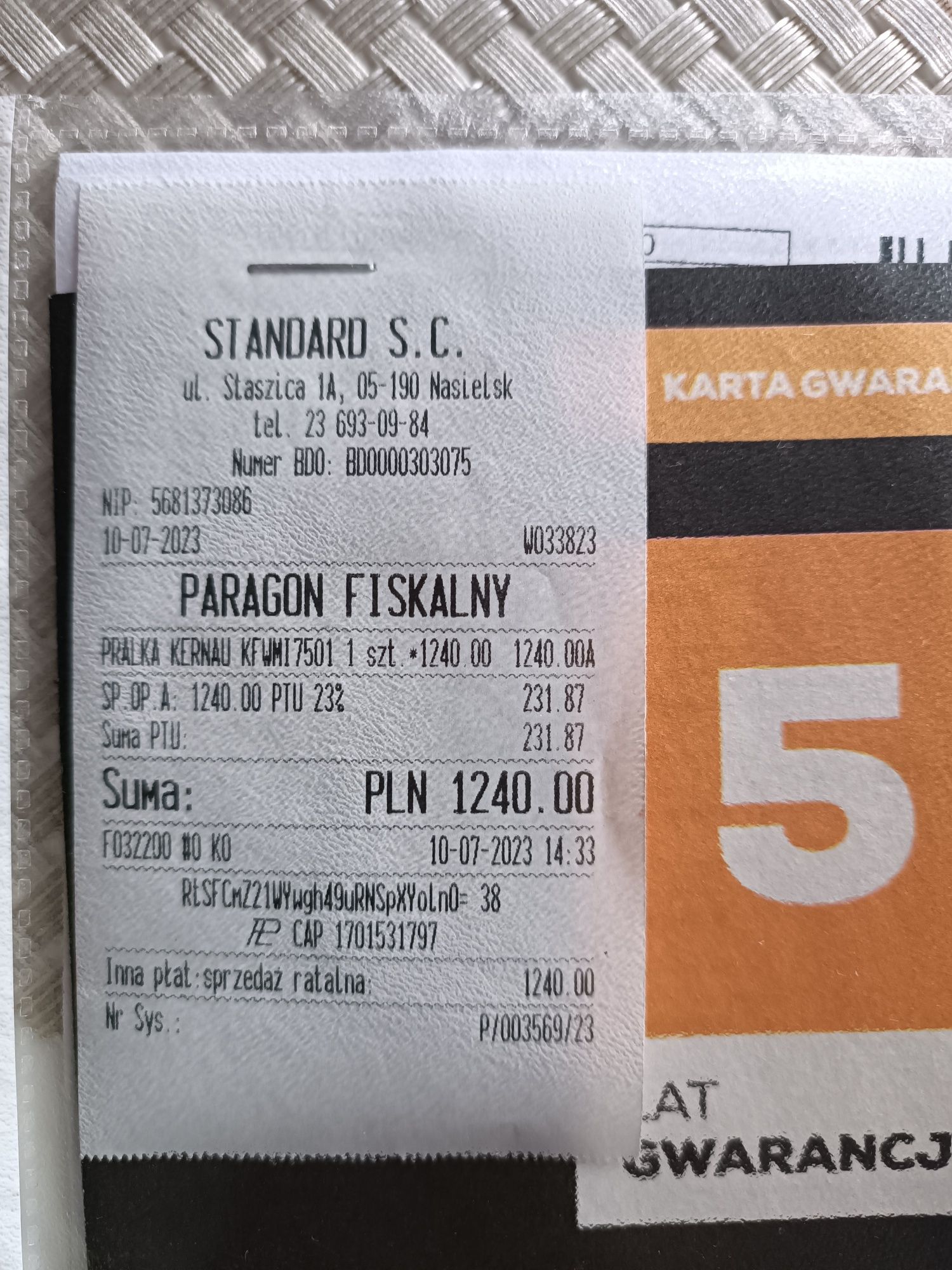 Sprzedam pralkę Kernau na 5 letniej gwarancji