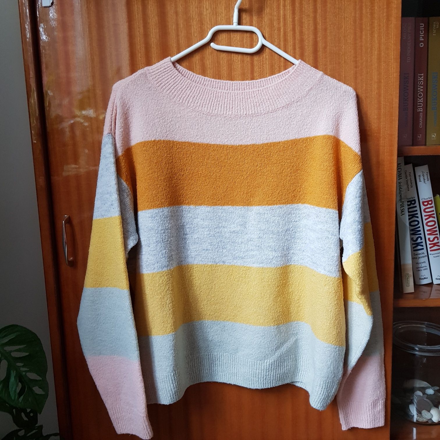 Sweter paski kolorowy vintage dzianina