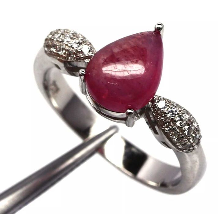 Pierscionek srebro 925 Naturalny Rubin r17