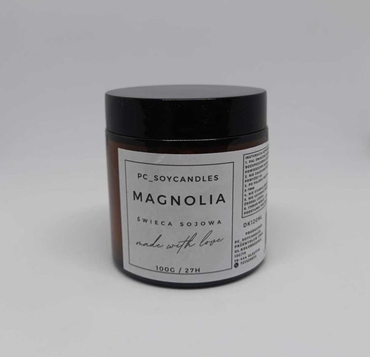 Świeca Sojowa Zapachowa Magnolia 120ml 27h Drewniany knot