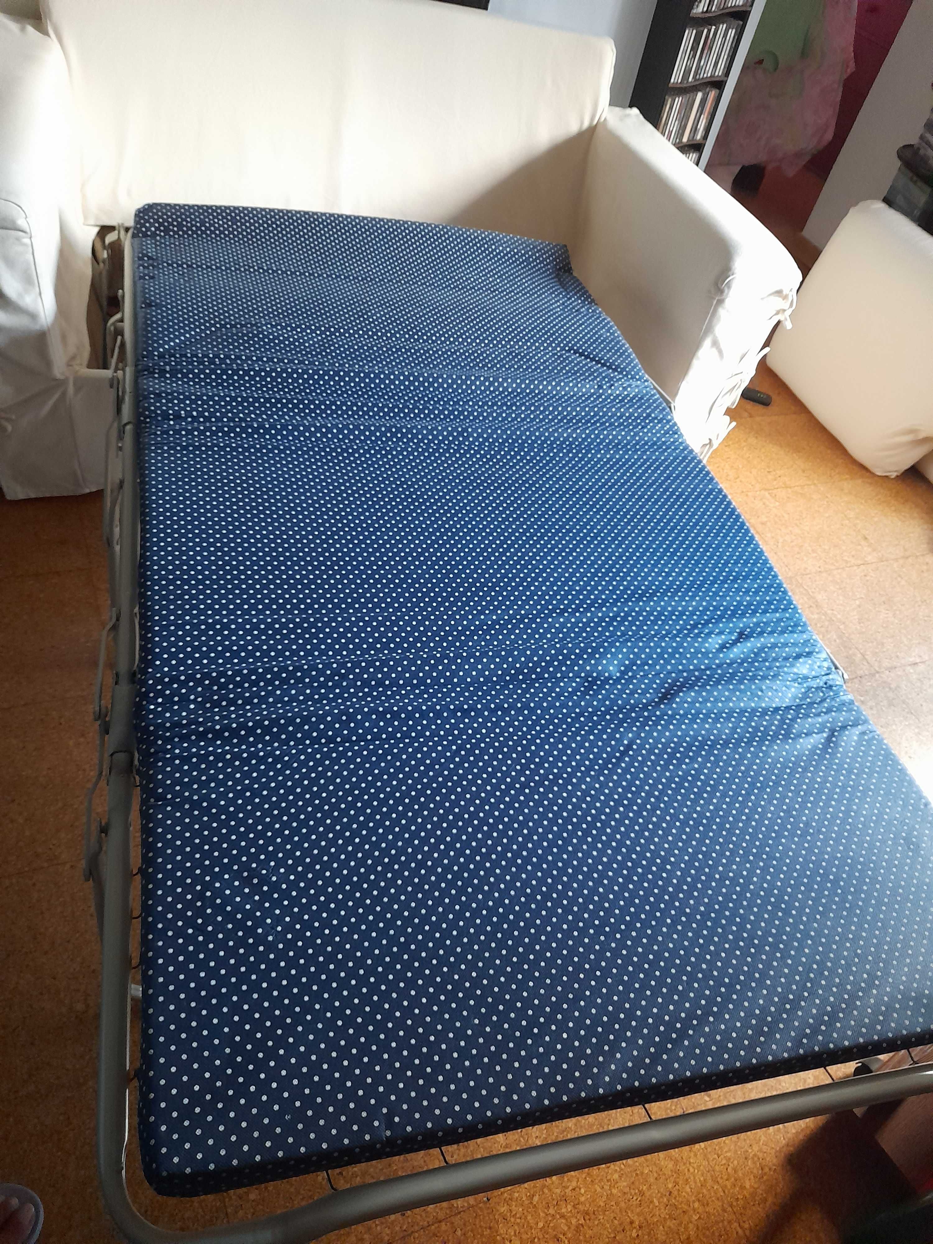 Sofá-cama, em tecido 100% Algodão, Cor Branco Pérola - Como NOVO