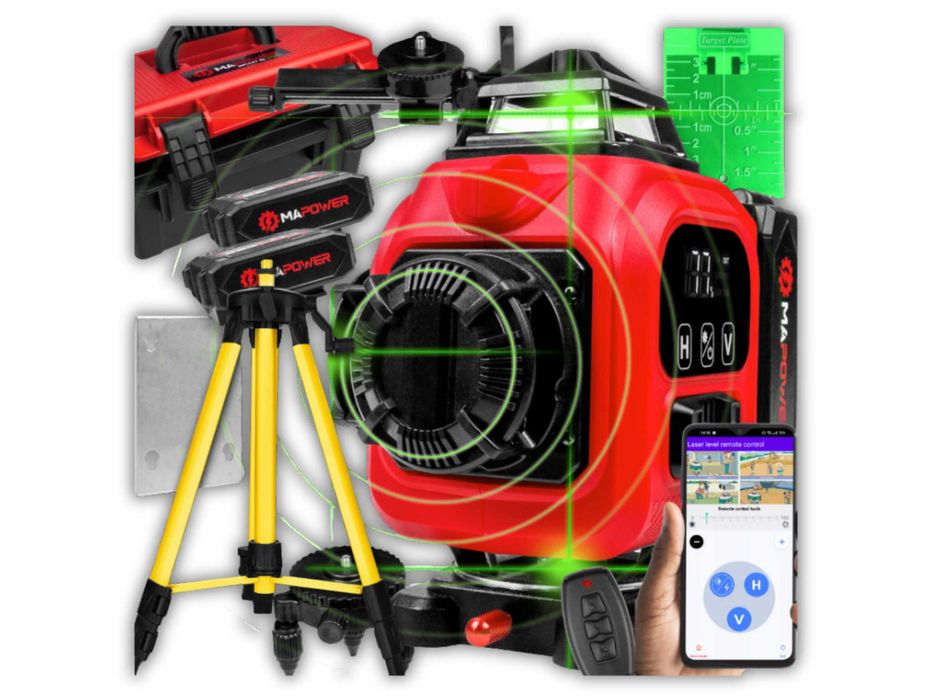 LASER KRZYŻOWY Poziomica Laserowa 4D Płaszczyznowa + Statyw WYPRZEDAŻ