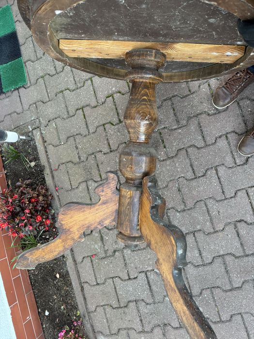 Stol elipsa na 1 nodze stary wysoki