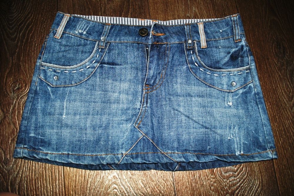 Юбка мини s джинсовая синяя denim mexx крутая mom летняя m&s
