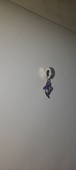 Charms Fioletowy Fiołek Srebro S925 Zawieszka do Bransoletki Modułowej