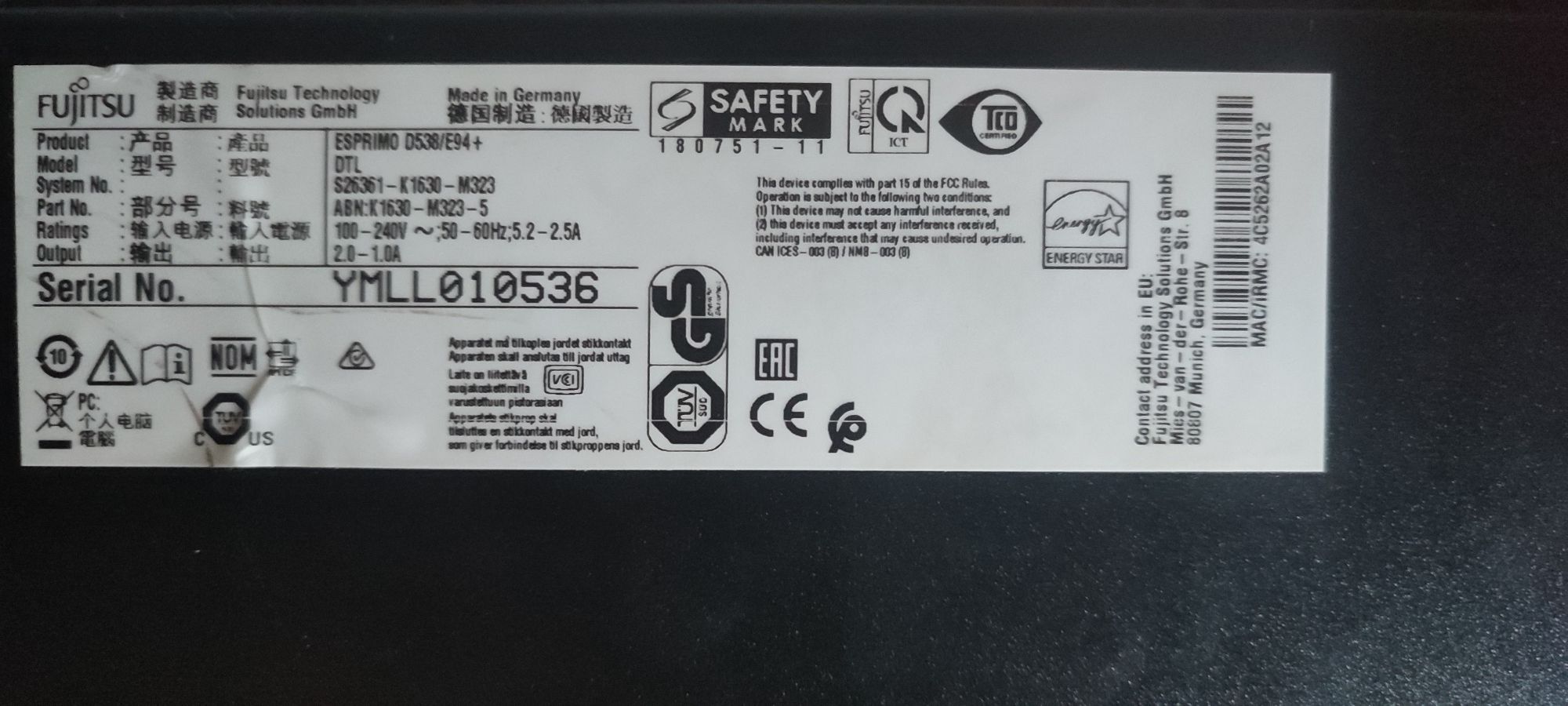 Fujitsu Esprimo D538 SFF G5600 3.9 Ghz/4 GB DDR4/UHD 630