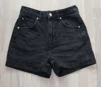 Czarne krótkie jeansowe spodenki H&M szorty podwijane 11-13 lat