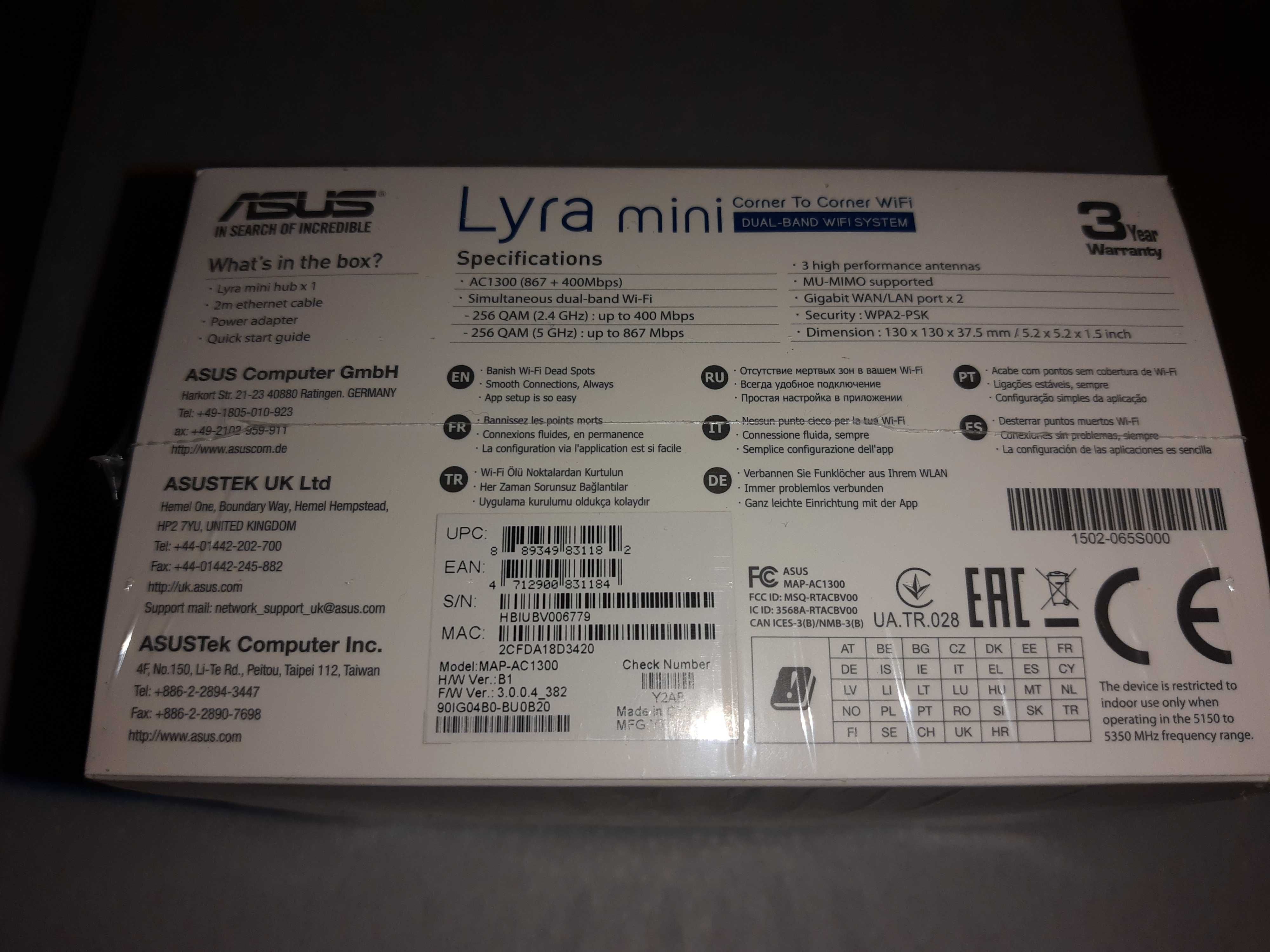 Роутер, Точка доступа ASUS Lyra mini map-ac1300