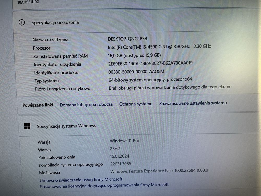 Komputer Lenovo ThinkCentre i5 16GB Ram SSD Win11 Pro