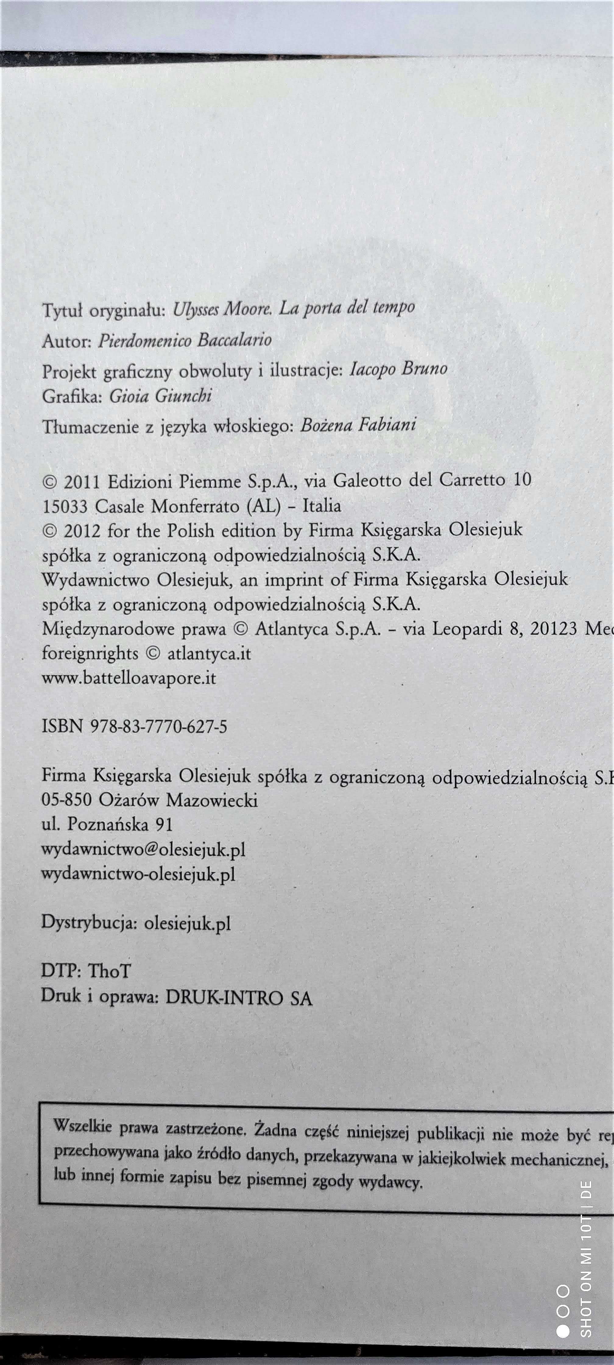 książka dla dzieci Ulysses Moore Wrota Czasu Tom 1