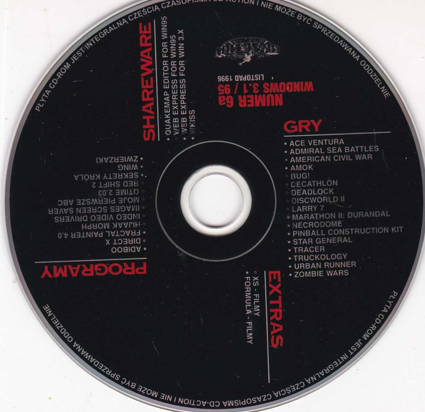 CD Action - 6/ 96 Cover CD .PC . {6 a }