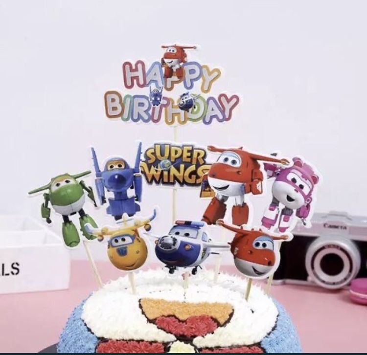 Topper na tort babwczki super wings urodziny frunia dzetek jetek