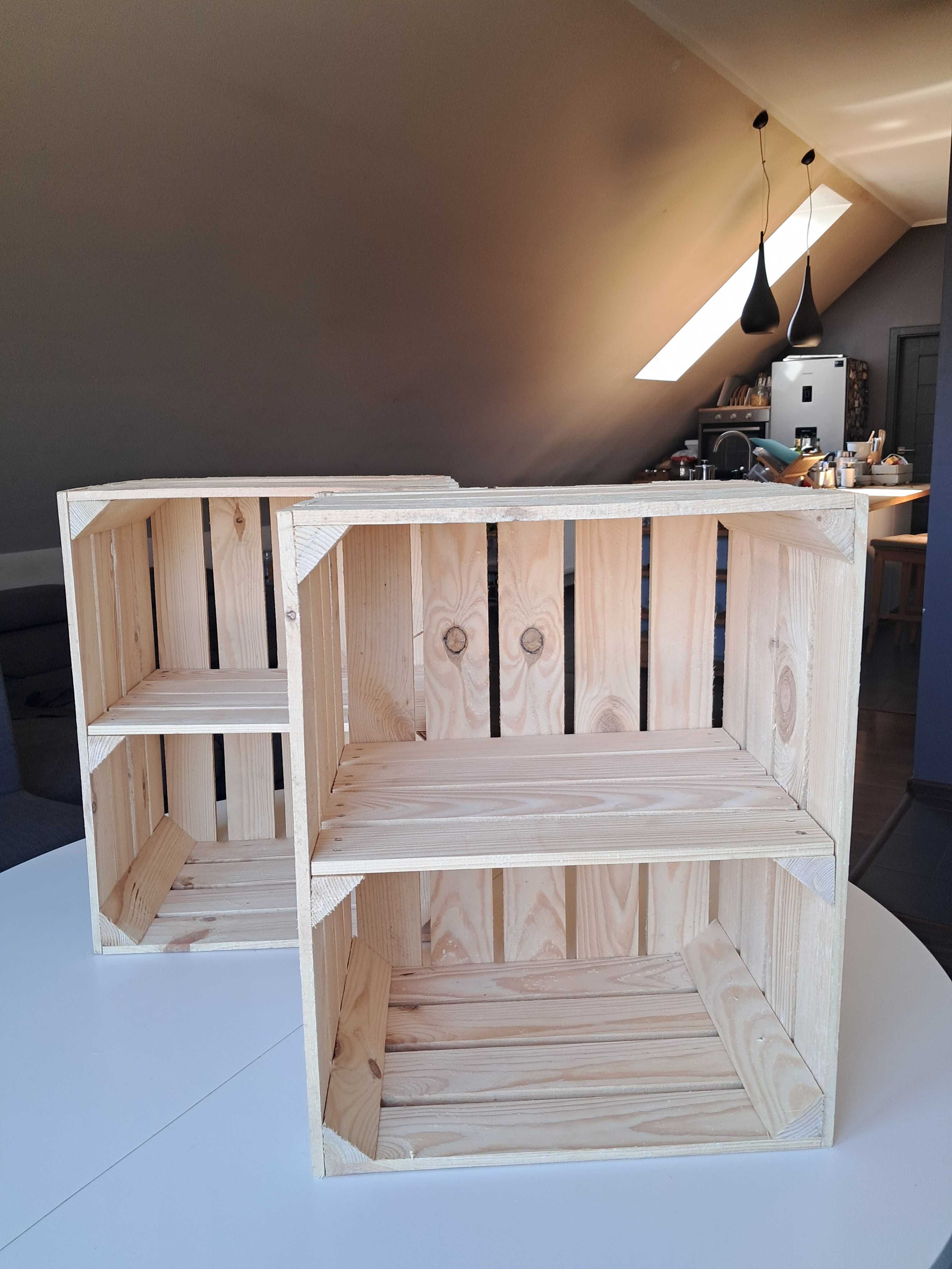 Dwie nowe skrzynki drewniane z półką krótką 50x40x30 przesyłka OLX