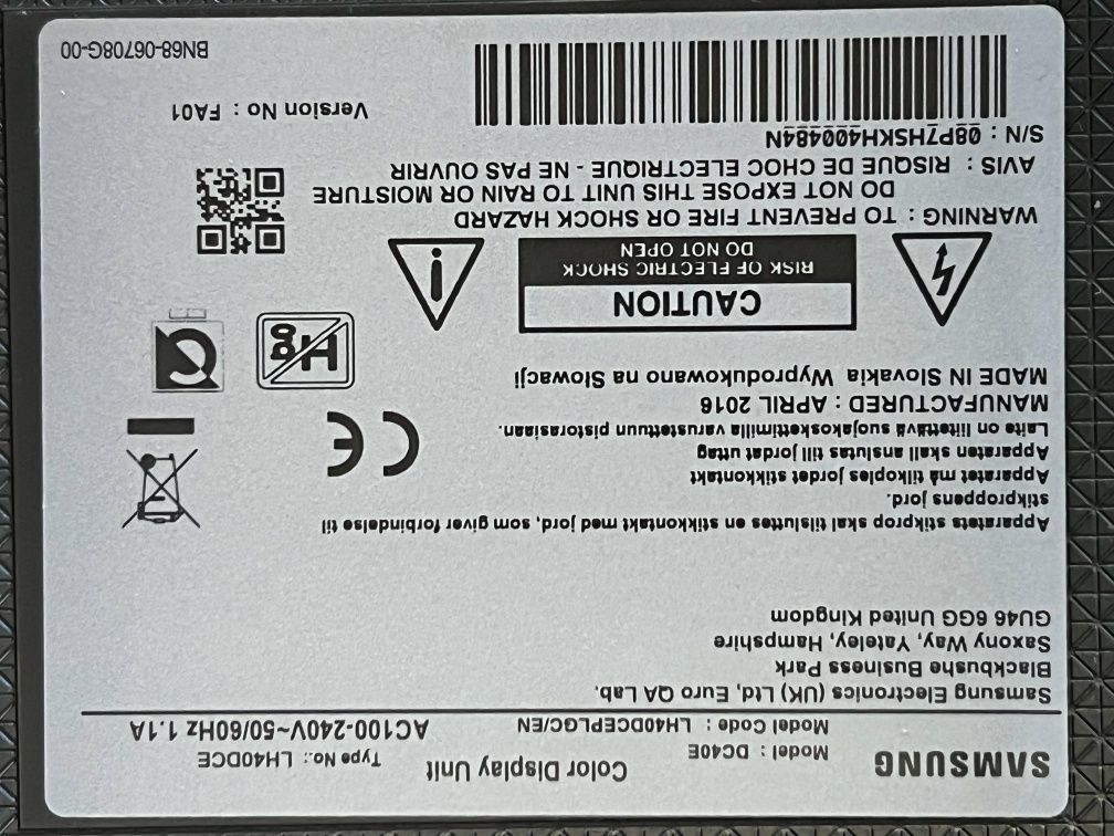 Monitor-TV  Samsung dc40e 40cali
