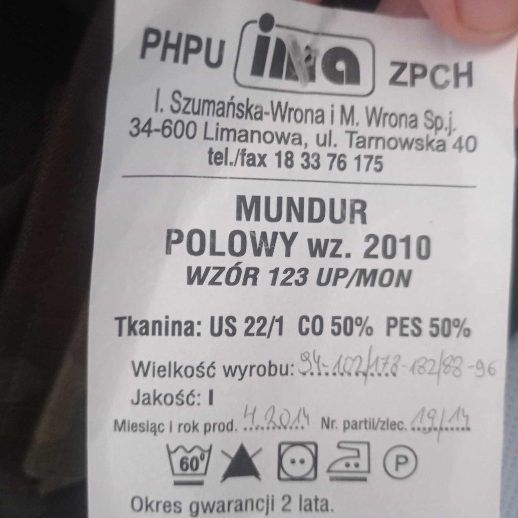 Sprzedam mundur wz123   wzór 2010