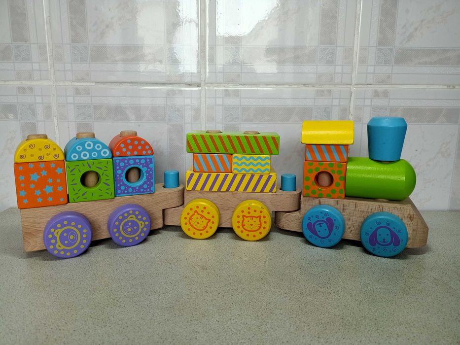 Дерев'яний поїзд конструктор Viga Toys іграшка Ігровий набір
