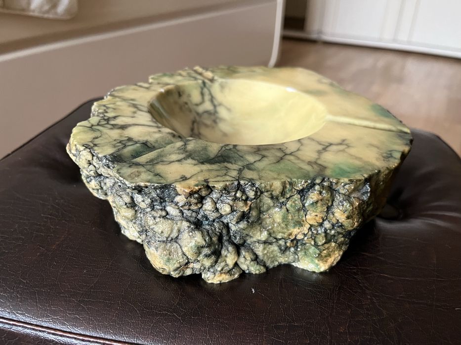 Popielniczka z zielonego alabastru – vintage, kamień naturalny