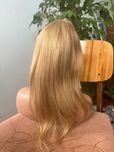 Bardzo długa blond peruka pasemka balejaż włosy naturalne 100% ludzkie