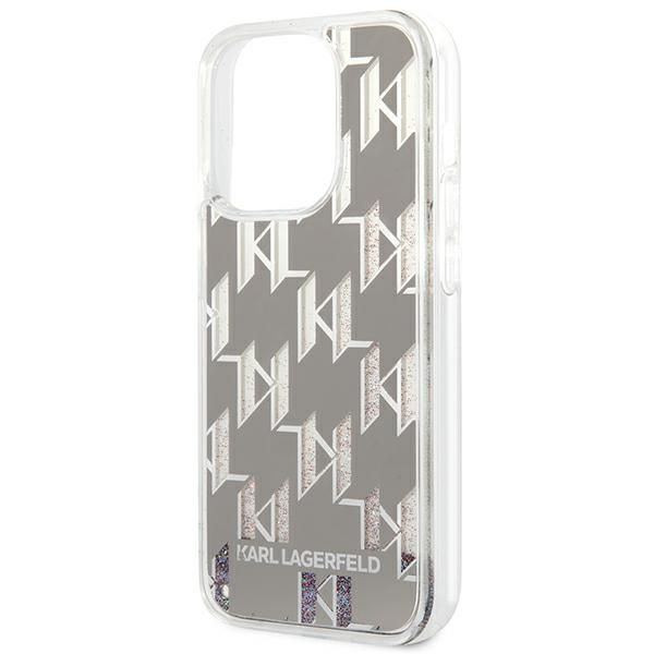 Karl Lagerfeld Monogram Liquid Glitter - Etui Iphone 14 Pro (Srebrny)