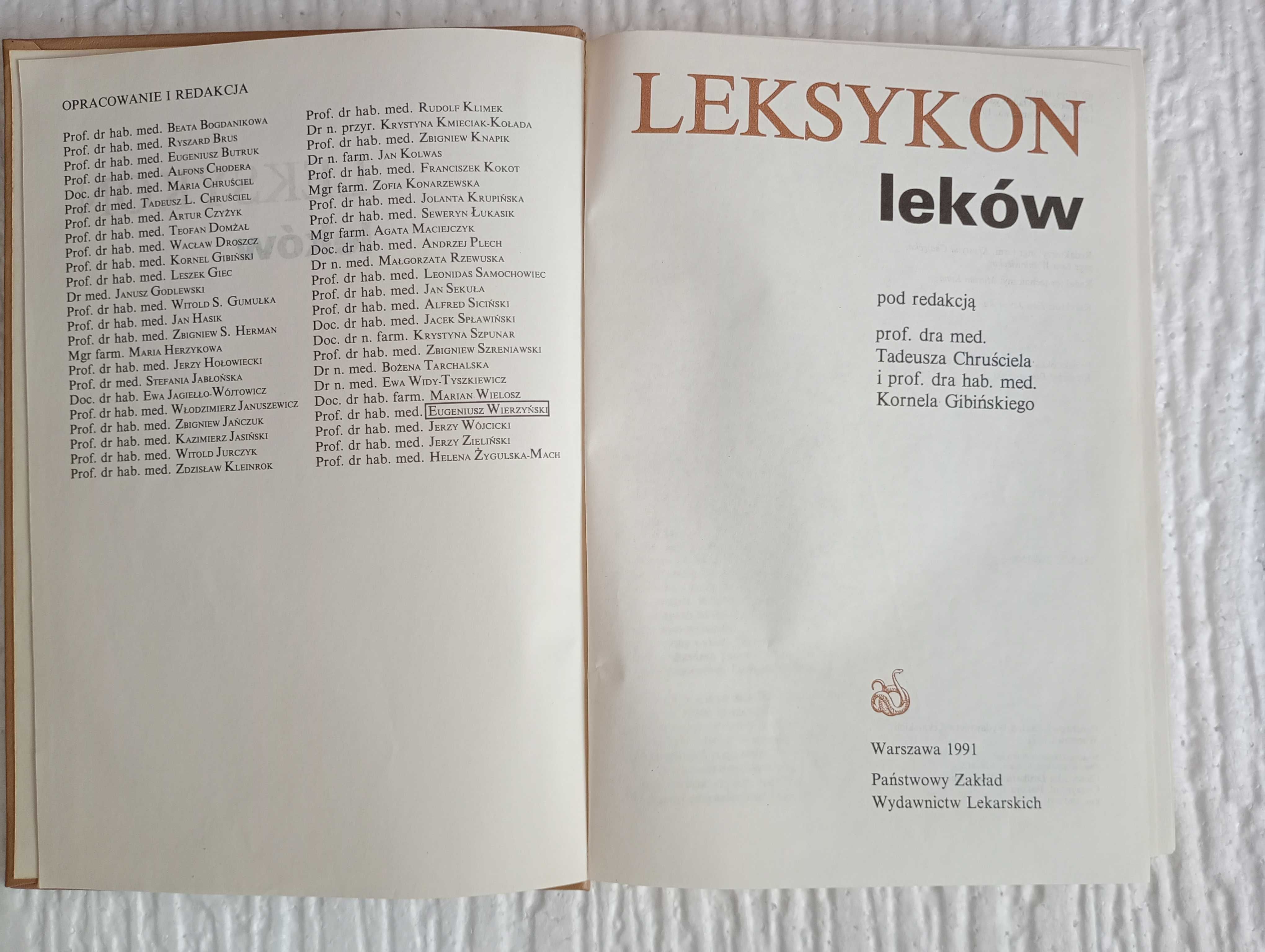 Leksykon leków, T.Chruściel, K.Gibiński, 1991