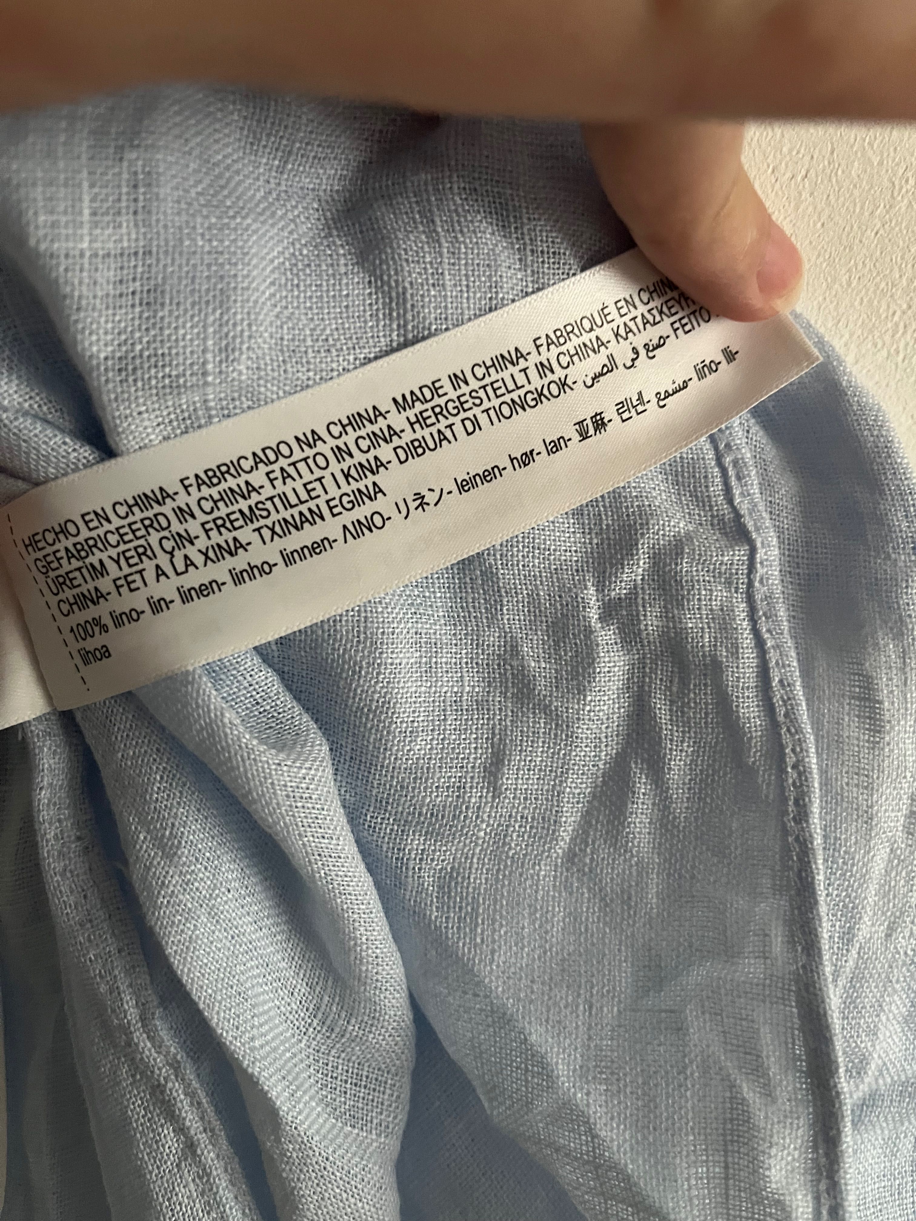 Massimo Dutti Koszula 100% lniana r. M Niebieska