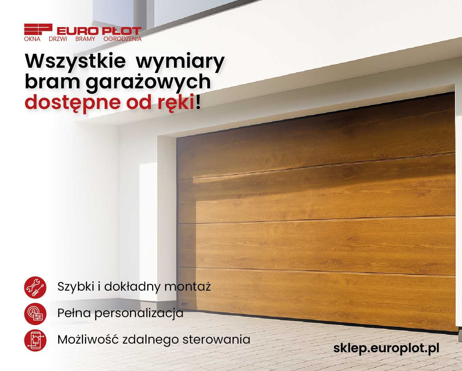 Brama garażowa segmentowa UniPro 2500x2250, złoty dąb, automatyczna