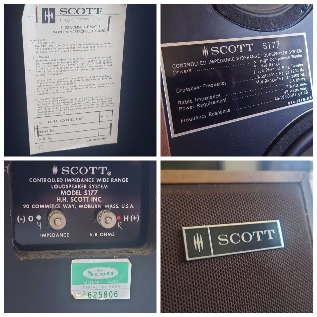 Scott S177 kolumny, monitory trójdrożne, amerykańskie, vintage lata 70