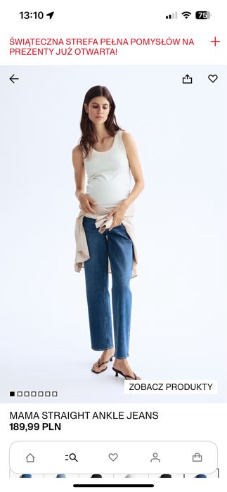 Jeansy ciążowe NOWE H&M mama straight ankle jeans