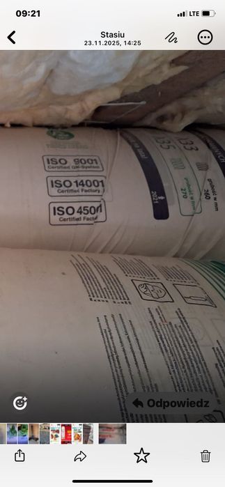 Wełna mineralna lambda 33 URSA 20 rolek - 10 cm