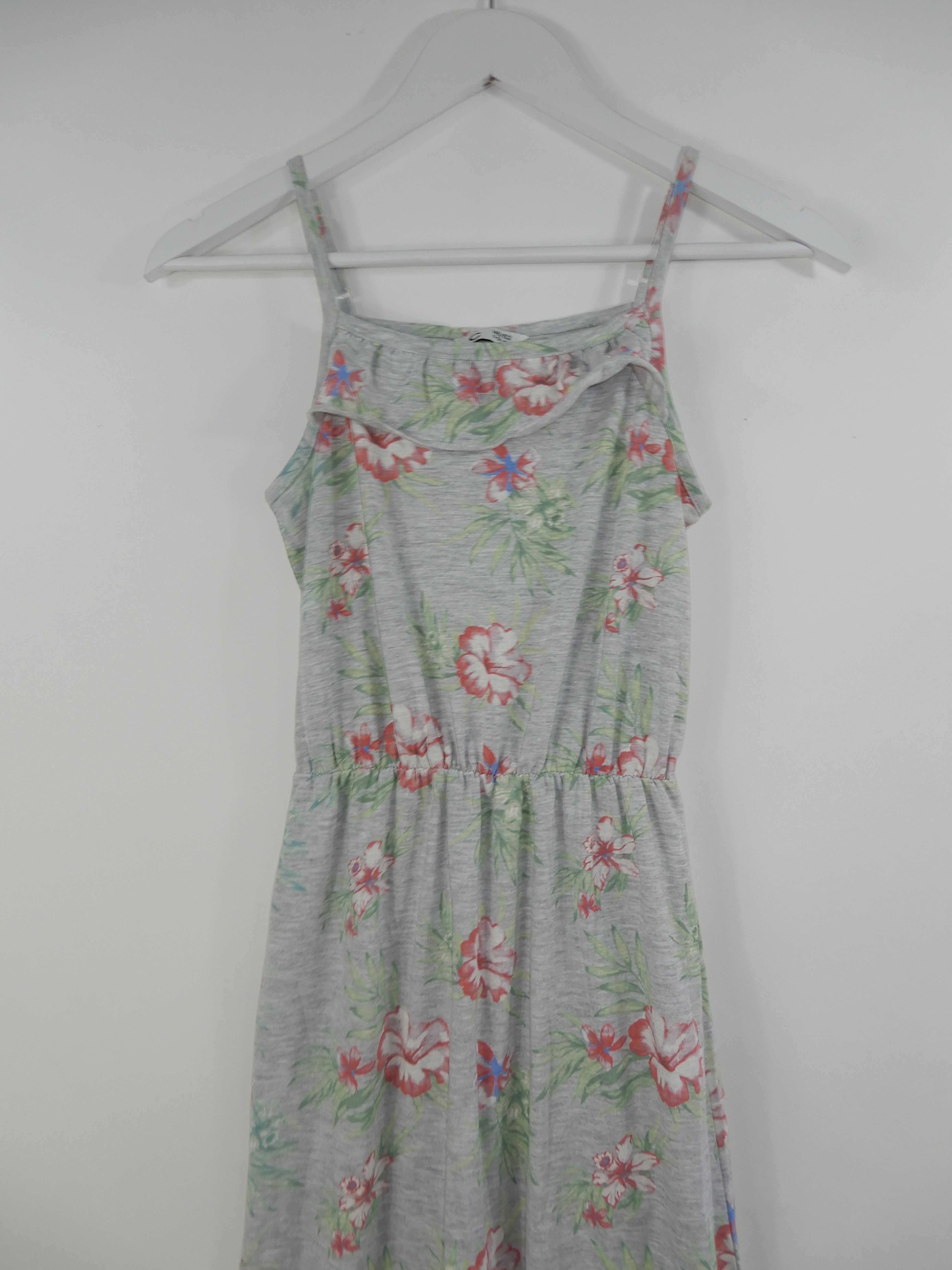 Sukienka maxi szara w kwiaty wiosna lato casual Cubus 146 152