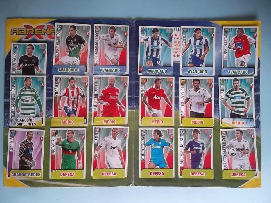 2 cadernetas PANINI Adrenalyn e Futebol 2011-12 incompleta
