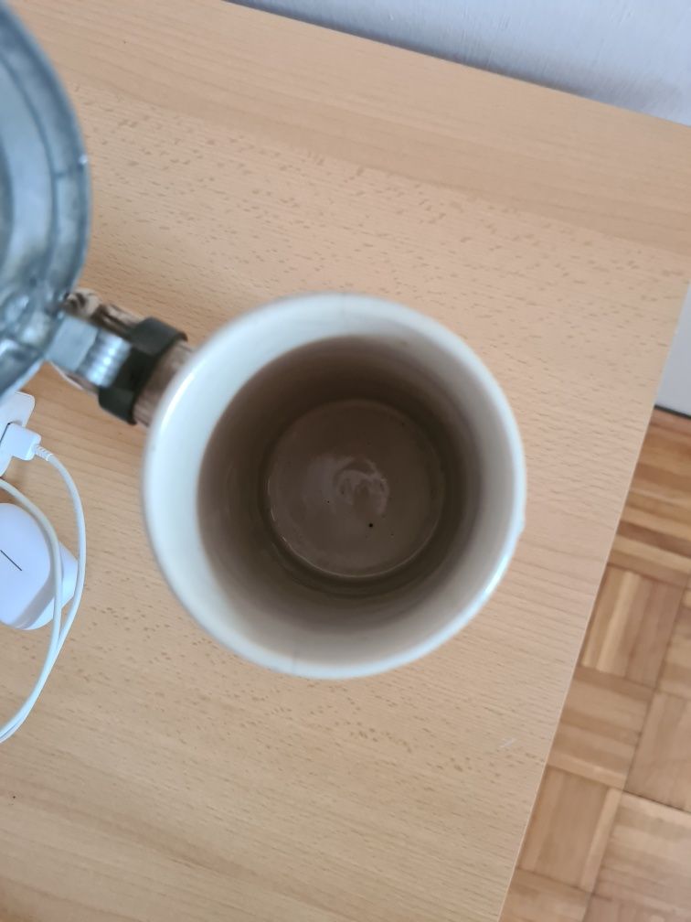 Kufel do piwa zabytkowy cermaiczny z cynkową pokrywką niemiecki prl